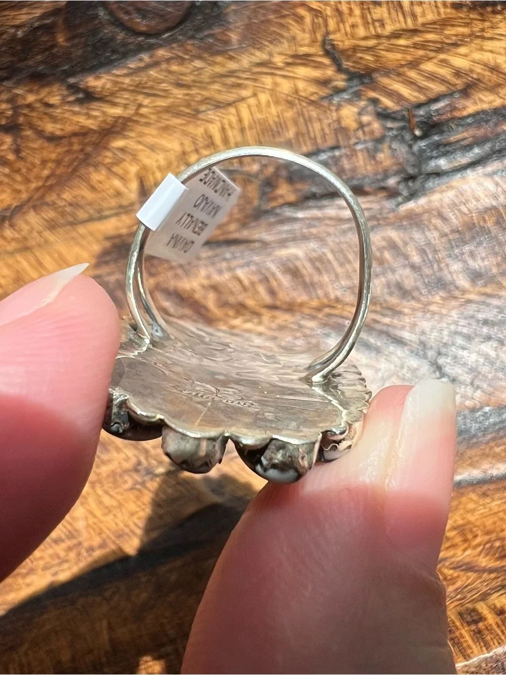 Davina Benally Navajo White Buffalo Sterling Silver Cluster Ring Sz 9.75